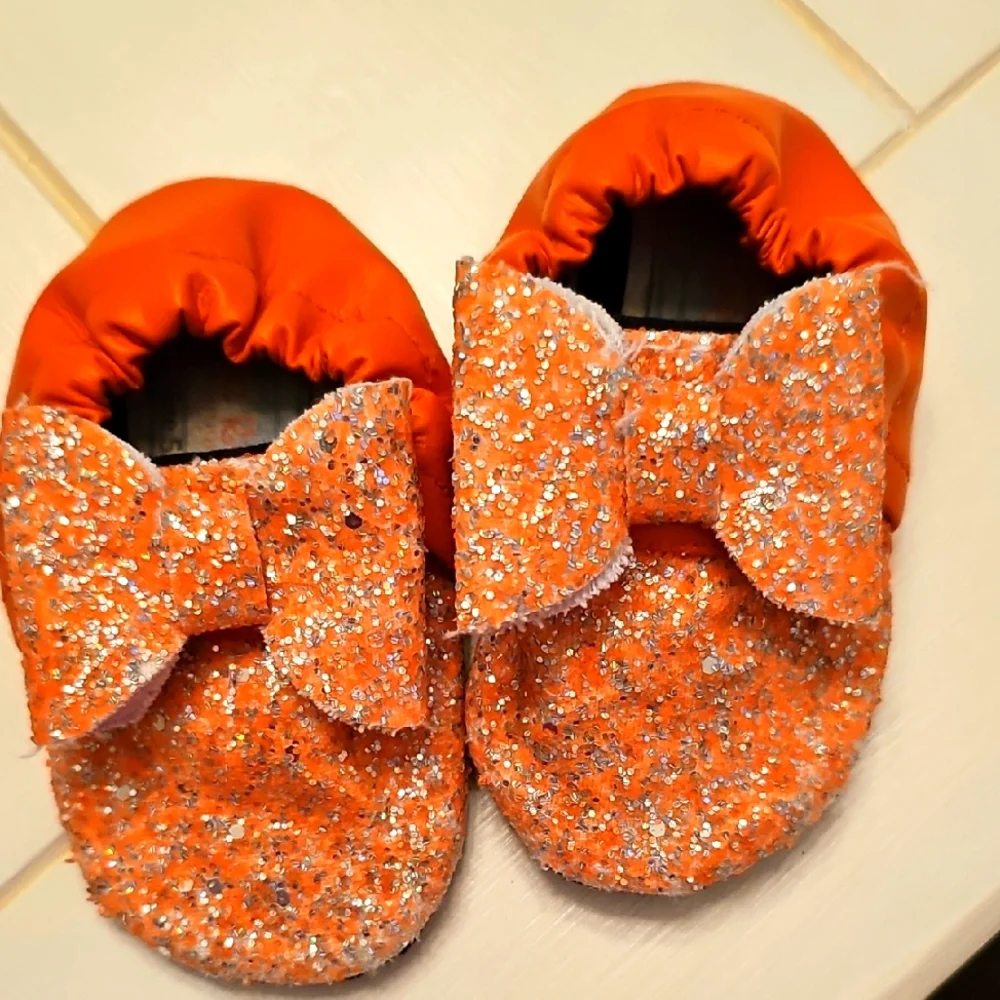 Orange Sparkle Bow Lana Rose Boutique 5 Moccasins